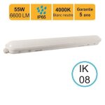 R�glette led �tanche 1500mm 55w 6600 lm 4000k ip65 - traversant - garantie 5 ans