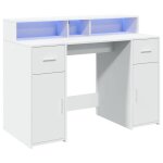 Rehausseur bureau / bureau dordinateur - vent - flash - avec lumi�res led blanc 120x55x91cm bois ding�nierie ...