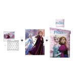 Reine des neiges - ensemble parure de couette 140 x 200 cm + coussin 35 x 35 cm + plaid 100 x 140 cm