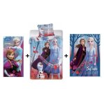 Reine des neiges - ensemble parure de couette 140 x 200 cm + plaid 100 x 140 cm + serviette 70 x 140 ...