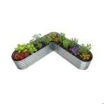 Relaxdays bac potager en l m�tal galvanis� hxlxp: 43 x 213 x 213 cm pour l�gumes herbes fleurs argent ...