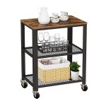 Relaxdays desserte 3 niveaux aspect bois � roulettes cuisine / maison / bureau h�l�p 775�60�40 cm m�tal ...