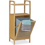 Relaxdays Étagère de salle de bain panier à linge bambou 25 litres hxlxp: 95 x 40 x 30 cm, nature Relaxdays Étagère de salle de bain panier à linge bambou 25 litres hxlxp: 95 x 40 x 30 cm, nature