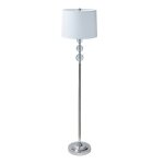 Relaxdays lampe sur pied abat - jour tissu m�tal e27 hxd : 155 x 355 cm effet cristal pour salon argent ...