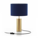 Relaxdays lampe de table abat - jour velours pied m�tal dor� e27 51 x 32 cm lampe de chevet bleu fonc� ...