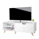 Relaxdays meuble tv 6 compartiments pour tv jusqu� 60 pouces h x l x p : 50 x 140 x 40 cm passe - c�bles ...