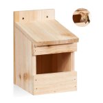 Relaxdays nichoir  oiseaux en bois, maison oiseaux  suspendre, msanges, semi - ouvert, hxlxp 20 x ...
