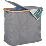 Relaxdays panier  linge tissu bambou, coffre  linge pliable, corbeille  linge, 2 compartiments, 74 ...