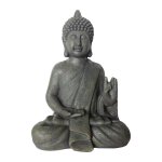 Relaxdays statue bouddha assis 52 cm jardin vintage d�co salon r�sistante aux intemp�ries et au gel anthracite ...