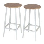 Relaxdays tabourets de bar lot de 2 hxp 65 x 32 cm repose - pieds bois & m�tal scandinave cuisine naturel ...