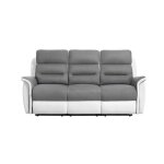 Relaxxo - canapé de relaxation 3 places en microfibre et simili léon - blanc et gris Relaxxo - canapé de relaxation 3 places en microfibre et simili léon - blanc et gris