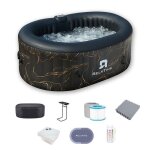 Relxtime - spa gonflable ovale 2 places noir & or - 100 jets � bulles - couverture isolante - led int�gr� ...