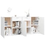 Remise 2026�enfilade de rangement blanc - buffet bas blanc - 160x36x75cm - bois ding�nierie 784 9375537 ...