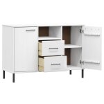 Remise 2026�enfilade de rangement blanc - buffet avec pieds en m�tal blanc 113x40x77cm - bois massif ...