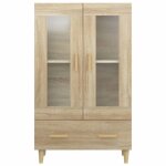 Remise 2026�enfilade de rangement brun - buffet haut multi - rangements - ch�ne sonoma - 70x31x115cm ...