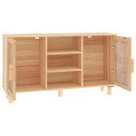 Remise 2026�enfilade de rangement brun - buffet marron 105x30x60cm - bois de pin massif et rotin naturel ...