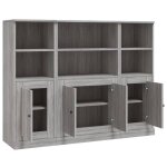 Remise 2026�enfilade de rangement gris - buffets 3 pcs - meuble de salon - sonoma gris - bois ding�nierie ...