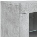 Remise 2026�enfilade de rangement gris - buffet avec lumi�res led - meuble de salon - gris b�ton - 202x37x67cm ...