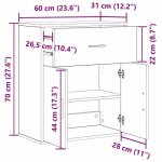 Remise 2026�enfilade de rangement marron - buffet bas - ch�ne artisanal - 60x31x70cm - bois ding�nierie ...