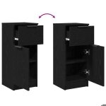 Remise 2026�enfilade de rangement noir - buffet avec tiroir - ch�ne noir - 30x30x70cm - bois ding�nierie ...