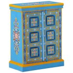 Remise 2026�enfilade de rangement turquoise - buffet bas - bois massif de manguier peinture manuelle ...