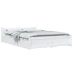 Remise 2026lit 2 places blanc - 140x190 cm - lemon� - cadre de lit - sans matelas - avec tiroirs blanc ...