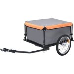 Remorque de bicyclette - vidaxl - gris et orange - capacit 65 kg - dimensions 136x72x58 cm - pliable ...
