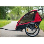 Remorque / poussette 2en1 fixation moyeu 2 roues enfant optimiz - rouge - 71x56x60 cm