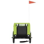 Remorque de vlo pour chien cuque - vert et noir - tissu oxford et fer - capacit de charge 45 kg
