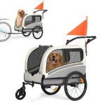 Remorque v�lo chien xxl 2 en 1 poussette jogging - pliable - gris fonc� - toit ouvrant poign�e r�glable ...