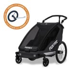 Remorque  vlo sport cruiser fuxtec 2 - en - 1 et buggy pliable noir pour 2 enfants - aluminium avec ...