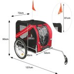 Remorque vélo pliable pour chien animaux yis - noir / rouge - 40 kg max - réflecteurs de sécurité Remorque vélo pliable pour chien animaux yis - noir / rouge - 40 kg max - réflecteurs de sécurité