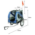 Remorque de vlo pliable pour chiens - jeobest - trailerbike - capacit de poids 40kg - bleu et gris