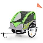 Remorque  vlo et poussette - kai - 2 - en - 1 - vert et gris - capacit 40 kg - pliable