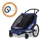 Remorque � v�lo sport cruiser fuxtec 2 - en - 1 et buggy pliable bleu pour 2 enfants - aluminium avec ...