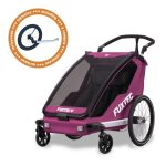 Remorque � v�lo sport cruiser fuxtec 2 - en - 1 et buggy pliable pourpre pour 2 enfants - aluminium avec ...