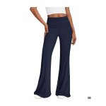 Reoria pantalon leggings femme taille haute jambe large flare bleu marine m - 83% nylon / 17% �lasthanne ...