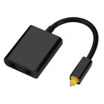 R�partiteur audio optique - fut - double port toslink - 10cm - blanc / noir - fibre optique