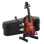 Rplique de violon miniature exquise modle de violon miniature avec tui de support accessoires de maison ...