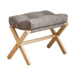 Repose - pieds pliable en bois massif - tabouret rembourr� - banc � chaussures gain de place - 44x30x46 ...