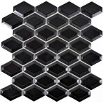 Rtro 3d mosaque carreau cramique diamant metro noir mat carrelage cuisine mos13md - 0311
