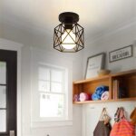 Retro industrielle plafonnier en m�tal noir cage carr� fer lustre suspension luminaire pour couloirentr�eall�e ...