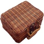 R�tro en osier valise - rotin panier avec poign�e - d�t� pique - nique en osier panier en rotin bo�te ...