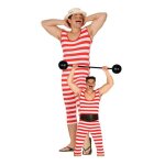 Maillot de bain - rtro ringel - homme - taille unique - rouge - style vintage