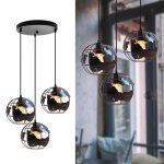 Rtro suspension luminaire zaku 3 lampes forme de terre  20cm lustre vintage abat - jour mtal avec ...