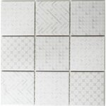 Retro vintage art deko carreau mosa�que mur c�ramique blanc mix carrelage cuisine salle de bain wc mur ...