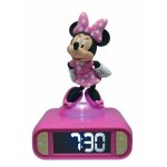Rveil digital minnie 3d avec veilleuse lumineuse et effets sonores - lexibook - pile - rose et noir