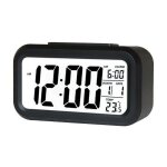 R�veil digital silencieux horloge num�rique � pile avec grand �cran led temp�rature et calendrier noir ...