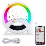 Reveil lumineux intelligente lampe ambiance lampes de r�veil lumi�re avec charge sans filhaut - parleur ...