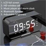 Rveil numrique haut - parleur bluetooth 5. 0 sans fil radio fm mirroir led 1400mah - noir